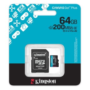 Карта пам'яті Kingston Canvas Go Plus MicroSDXC 64Gb (UHS-1 / U3) (Class 10) (A2) + адаптер SD (SDCG4)